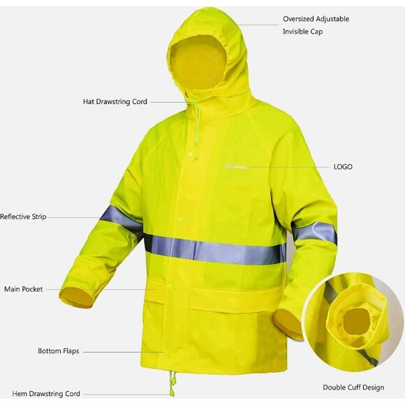 Rain Suits for Men Waterproof Heavy Duty Rain Gear Jacket Coat w/ Pants (READ) - Picture 10 of 14